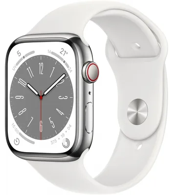 Produktbild von Apple Watch 8 4G 45mm Edelst. silber/Sport weiß