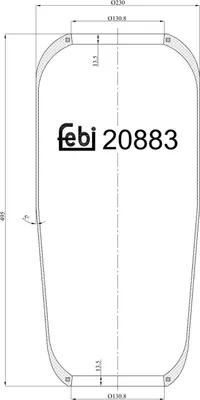 Produktbild von FEBI BILSTEIN Luftfederbalg 20883 für VOLVO F 16 493mm 230mm 130mm