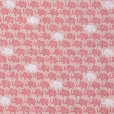 Produktbild von Baumwollstoff Popeline Elefanten klein rosa weiß 1,5m Breite