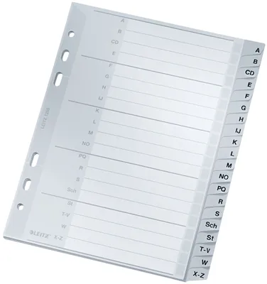 Produktbild von Leitz Register 12650000 A-Z DIN A5 16,5x21cm 20Bl. PP grau