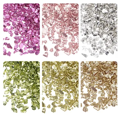 Glas-Chips, 6 Farben, 1-4 mm, 28 g, Bastelglas