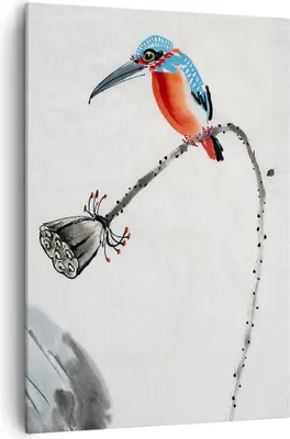 Produktbild von Bild auf Leinwand - Leinwandbild - Einteilig - Libelle Vogel Blume - 70x100cm - Wand Bild - Wanddeko - Wandbilder - Leinwanddruck - Wanddekoration - Leinwand bilder - Wandbild - PA70x100-4361