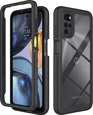 Produktbild von Moto G22 Hülle, Hybrid Transparente Rückseite Robust TPU Bumper Rutschfest Stoßfest Ganzkörper Schutzhülle für Motorola Moto G22 Schwarz