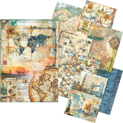 Produktbild von Motiv-Strohseiden Sortiment "Wanderlust", DIN A5, 8er-Set