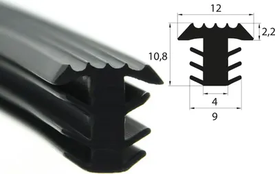 Produktbild von ESTP15 - EPDM Vollgummi Zargenprofil, Einsteckprofil, Pilzprofil,Containergummi