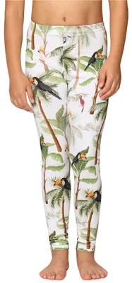 Image de Leggings longs en coton pour fille Merry Style MS10-337 (Blanc/Palmiers/Toucans, 110)