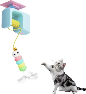 Produktbild von MODFU Katzenspielzeuge, Elektrisches Türhänger Katzen-Spielzeug, Interaktiver Plüsch-Kater mit Bewegungs- & Soundfunktion, Lustiges Haustier Spielzeug, Blau