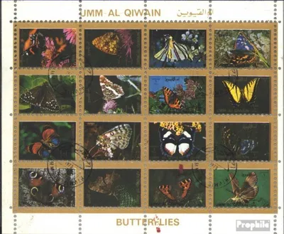 Produktbild von Briefmarken Umm al Kaiwain 1972 Mi 1514A-1529A Kleinbogen (kompl.Ausg.) gestempelt Schmetterlinge