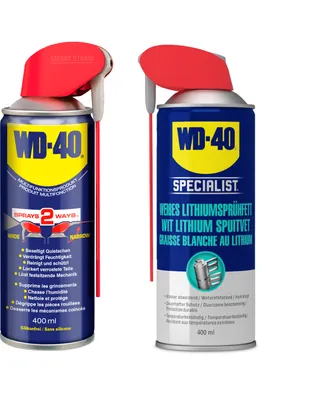 Produktbild von WD-40 Multifunktionsprodukt Smart Straw 400ml + WD-40 Specialist Weißes Lithiumsprühfett Smart Straw 400ml, Transparent