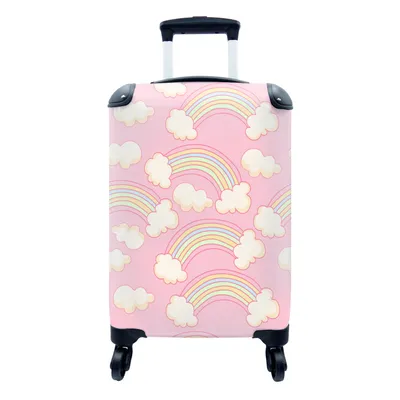 Produktbild von MuchoWow® Koffer Handgepäck Trolley Rollkoffer Kleine Reisekoffer mit 4 Rollen - Regenbogen - Wolken - Muster - Cabin Size < 55x40x23 cm & 55x40x20 cm - Fotokoffer - Kabinenkoffer - Boardgepäck - Reise-Box - Reisekoffer - Reisegepäck - Koffer mit Bild - Trolley für Kinder