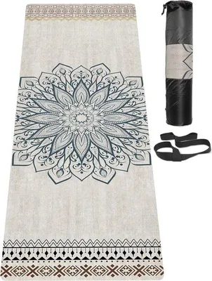 Immagine prodotto di Tappetino da yoga antiscivolo ed ecologico con tracolla, tappetino spesso per yoga, pilates e fitness (183 cm x 61 cm x 6 mm)