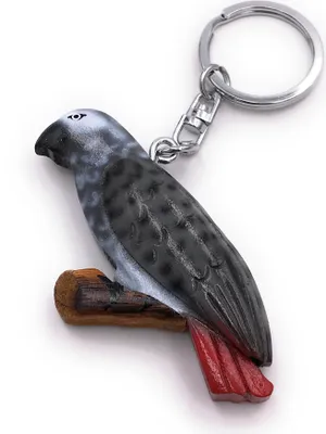 Produktbild von Onwomania Schlüsselanhänger aus Holz Papagei Nymphensittich schwarz Sittich Vogel Zuchtvogel Kakadu Anhänger Charm