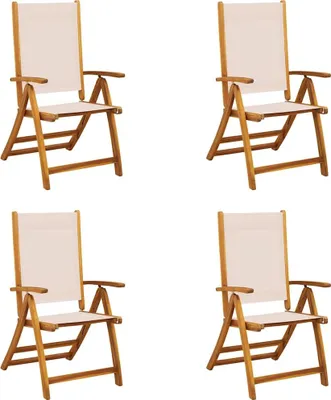 Image de vidaXL, 4 chaises pliantes, en bois d'acacia massif et tissu Textilene