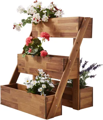 Produktbild von Countryside® Blumentreppe, Hochbeet aus Akazienholz, 4 Pflanzfächer, Größe ca. B 66 x H 80 x T 53 cm