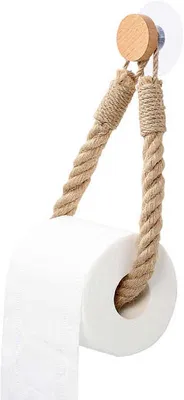 Productafbeelding van Toiletrolhouder - Jute toiletrolhouder - Zelfklevend - Bevestiging voor uw toiletrol - Landelijke stijl - Zelfklevend - 1 stuk - CHPN