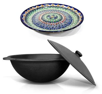 Obrázok produktu pre Kazan (hrubohlavý hrniec) – liatinový, objem 16 litrov, s pokrievkou – priemer 37 cm