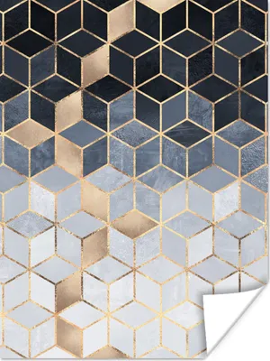 Produktbild von MuchoWow® Poster Würfel - Gold - Muster 60x80 cm - Schlafzimmer Dekoration