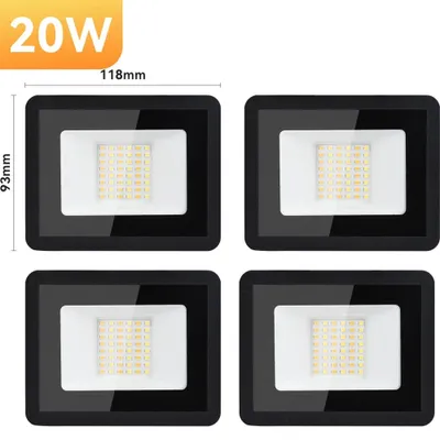 Zdjęcie produktu dla Reflektory LED do oświetlenia zewnętrznego - lampa ścienna - zestaw 4 sztuki - 20 W na lampę - 220 V AC - klasa szczelności IP66 - aluminium