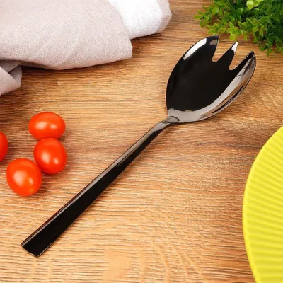 Obrázok produktu pre Čierna nerezová šalátová lyžica - štýlová a vhodná do umývačky riadu