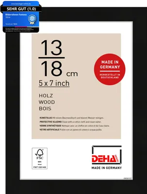 Produktbild von DEHA Design Holz Portraitrahmen, Bilderrahmen Fontana, 13x18 cm, Schwarz