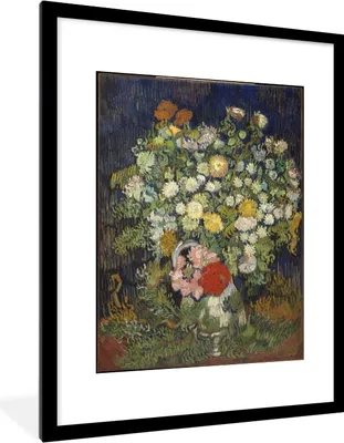 Produktbild von MuchoWow® Gerahmtes Poster Blumenstrauß in einer Vase - Vincent van Gogh 60x80 cm - Poster mit Schwarzem Bilderrahmen Wandposter Rahmen Foto Bilder - Wohnzimmer - Dekorationen - Prämie