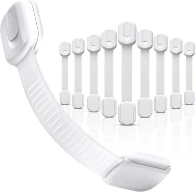 Image de Verrouillages de sécurité pour bébés - 10 pièces - Verrouillages pour tiroirs - Armoires - Verrouillages pour réfrigérateurs - Système de sécurité pour meubles pour enfants - Protection pour bébés - Maison
