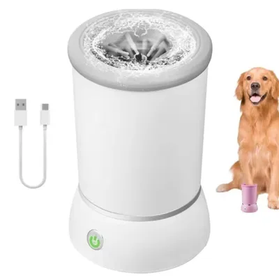 Produktbild von Elektrische Pfotenreiniger Hund Katze Automatisch Silikonbürste USB Aufladbar Weiß