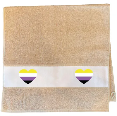 Produktbild von Huuraa Handtuch Nonbinary Pride Flagge LGBTQ Herz 50x100cm Sand Baumwolle Handtuch Geschenkidee