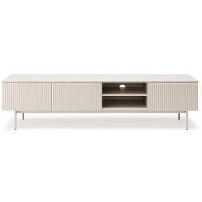 Produktbild von BEAUTYSOFA | TV-Schrank SOFT 200 cm Kaschmir, Fernseherschrank mit 3 Türen, offene Ablage und geriffelten Fronten, Push-to-Open-System