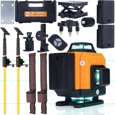 Produktbild von Rosfix Orange Tiger 16-Linien-Laser-Nivelliergerät ROT16L im Koffer mit Zubehör + 285 cm Stativ für Rosfix Laser-Nivelliergerät + 400 cm Stativ für Rosfix Laser-Nivelliergerät