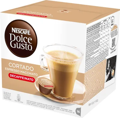 Produktbild von Nescafé Dolce Gusto Espresso Cortado Decafeinato, Entkoffeiniert, Kaffee, Kaffeekapsel, 16 Kapseln