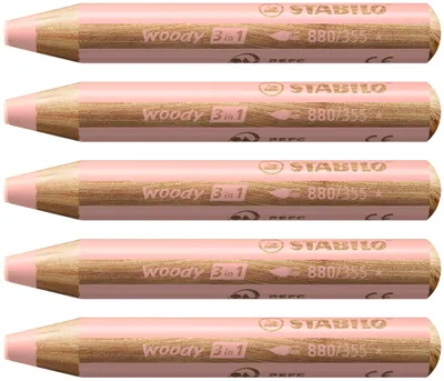Produktbild von Buntstift, Wasserfarbe & Wachsmalkreide - STABILO woody 3 in 1 - 5er Pack - apricot