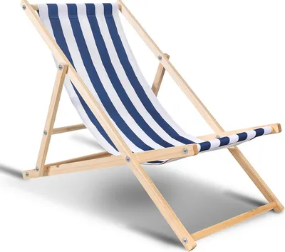 Image de TolleTour Chaise longue Transat Transat de plage Transat de jardin Transat en bois Transat de plage en bois 120 kg Bleu blanc