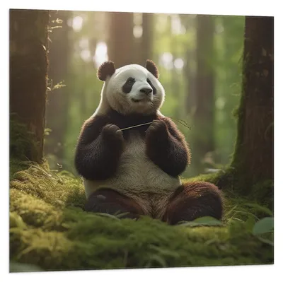 Productafbeelding van Vlag - Panda - Dier - Bos - 80x80 cm Foto op Polyester Vlag