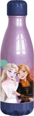 Produktbild von Tataway Disney Blaue Wasserflasche für Mädchen aus Kunststoff, Frozen Elsa und Anna, 560 ml, mit Schraubverschluss