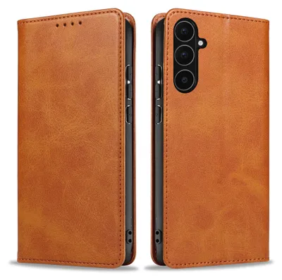 Produktbild von Handyhülle für Samsung Galaxy A56 5G Kunstleder Flip Cover Hülle Klapphülle Case Kartenfach Farbe: Hellbraun