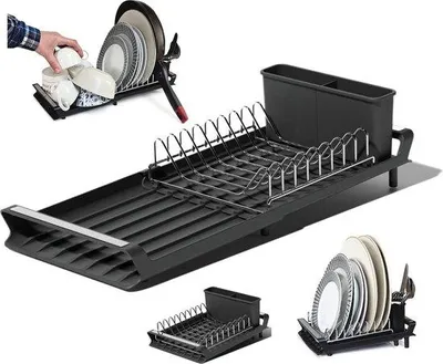 Obrázek produktu pro Kompaktní odkapávač z nerezové oceli, černý/šedý