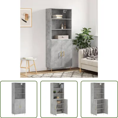 Produktbild von The Living Store Highboard Betongrau 69,5x34x180 cm Holzwerkstoff