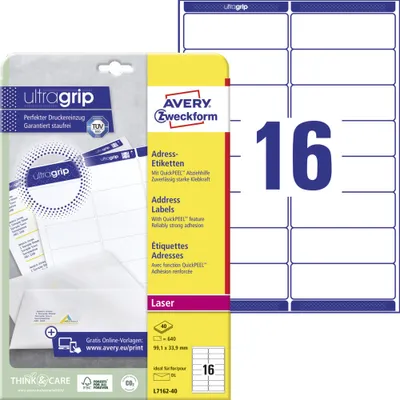 Image de Etiquettes d'adresse AVERY Zweckform QuickPEEL, 99,1 x 33,9 mm