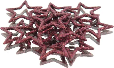 Produktbild von Weihnachtsdeko Streusterne Burgund rot mit Glitzer Ø 4 cm aus Kunststoff -  12er Pack