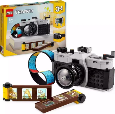 Produktbild von LEGO Creator 3in1 Retro Kamera Spielzeug, Videokamera, TV-Set, Schreibtischdeko für Kinder oder Zubehör für Schlafzimmer, Fotografie-Geschenke für Mädchen und Jungen ab 8 Jahren 31147