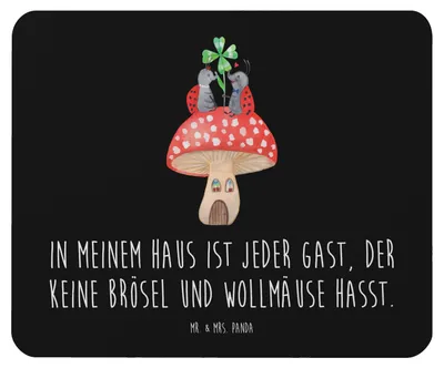 Produktbild von Mr. & Mrs. Panda Mouse Pad Marienkäfer Fliegenpilz - Schwarz - Geschenk, laptop mauspad, Fleigenpilzhaus, Wohnung, mousematte, Mousepad, Lustige Sprüche, Zuhause, Haus