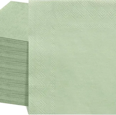 Produktbild von Salbeigrüne Papierservietten, 25x25cm, 2-lagig, 100 Stück, Hochzeitsservietten