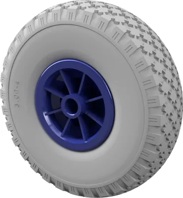 Produktbild von 1 x PolyurethanRad Ø 260 mm 3.00-4 Gleitlager Sliprad Sackkarrenrad PANNENSICHER, grau/blau