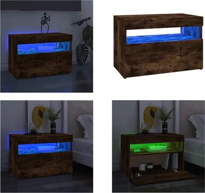 Produktbild von vidaXL TV Schrank mit LED Leuchten Räuchereiche 60x35x40 cm - TV-Schrank - TV-Schränke - TV-Möbel - TV-Ständer