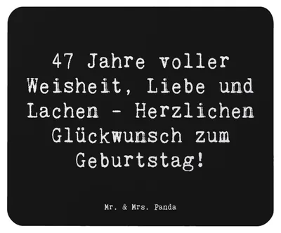 Produktbild von Mr. & Mrs. Panda Mouse Pad Spruch 47. Geburtstag - Schwarz - Geschenk, besonderen, Feier, mauspad laptop, Mousepad, Happy Birthday, Feierlichkeiten, mousematte, Alter