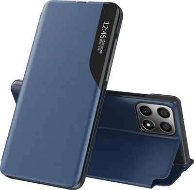 Immagine prodotto di Custodia Flip per Honor X8, custodia in Finto cuoio con finestra e funzione stand blu