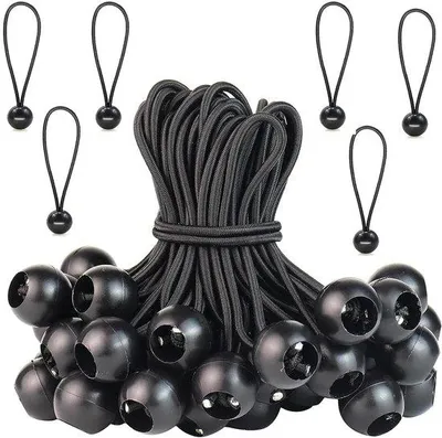 Produktbild von Zeltspanner 50 Stück, schwarze Gummischlaufen, 15 cm, für Zelte