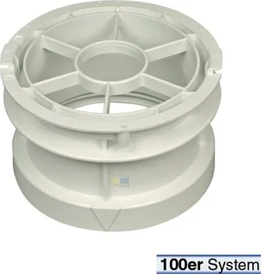 A white plastic part for a dryer, likely an air outlet or connection piece.