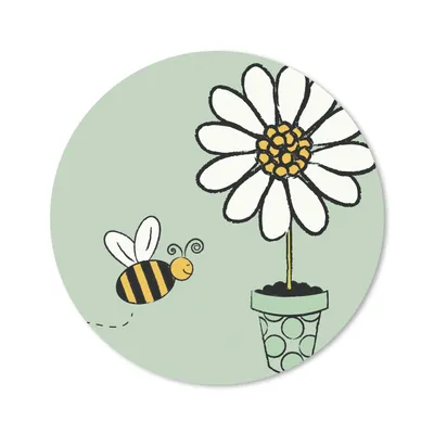 Produktbild von MuchoWow® Mauspad Mousepad Illustration einer Biene, die auf eine weiße Blume zufliegt 20x20 cm - Mousepads - Maus Mat - Pad - Mausunterlage - Schreibtischmatte